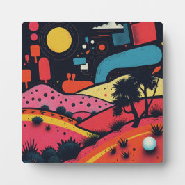 Kleurrijke surrealistische landschapskunst fotoplaat