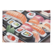 Kleurrijke Sushi op Black Platter Kussensloop (Achterkant-Links)