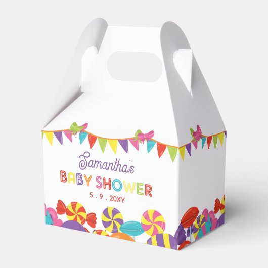 Kleurrijke Sweet Fun Snoep Theme Baby shower Bedankdoosjes (Voorkant Zijde)