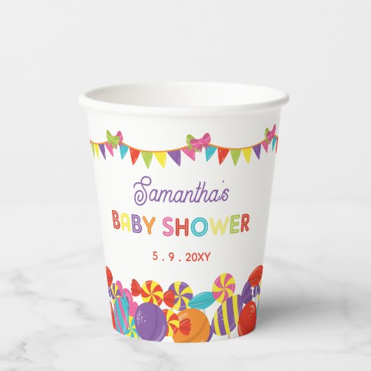 Kleurrijke Sweet Fun Snoep Theme Baby shower Papieren Bekers (Voorkant)