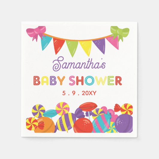 Kleurrijke Sweet Fun Snoep Theme Baby shower Servet (Voorkant)