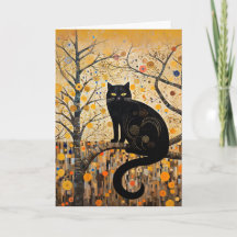 Kleurrijke Swirls en Whirls Black Cat Kaart