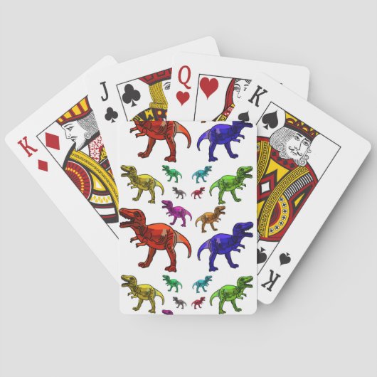 Kleurrijke T-Rex Pokerkaarten (Achterkant)