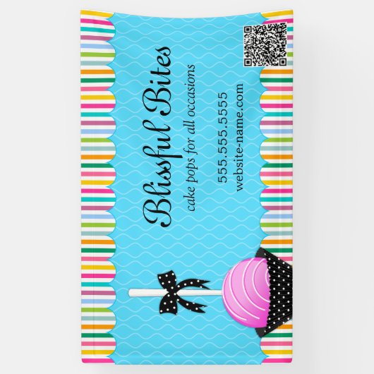 Kleurrijke taart Pop met QR-code Spandoek (Verticaal)