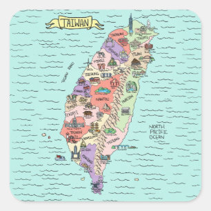 Kleurrijke Taiwan Square Stickers