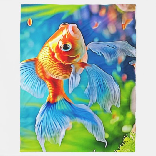 Kleurrijke tank goudvis ontwerp fleece deken (Voorkant)