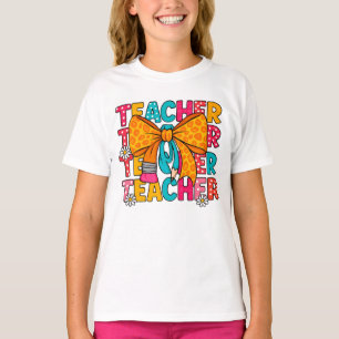 Kleurrijke Teacher Appreciation T-shirt met luipaa