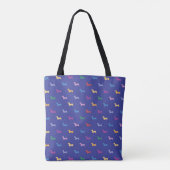 Kleurrijke teckels patroon blauw draagtas (Achterkant)
