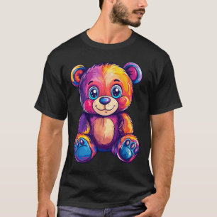 Kleurrijke teddybeer met grote ogen t-shirt