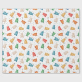 Kleurrijke teddyberen en sneeuwvlokken inpakpapier (Vlak)