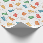 Kleurrijke teddyberen en sneeuwvlokken inpakpapier (Hoek)