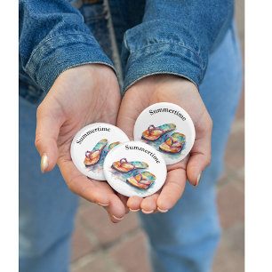 Kleurrijke teenslippers waterverf aanpasbaar button flesopener