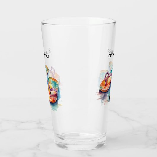 Kleurrijke teenslippers waterverf aanpasbaar glas (Links)