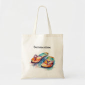 Kleurrijke teenslippers waterverf aanpasbaar tote bag (Voorkant)