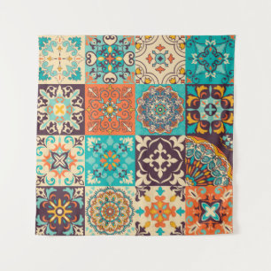 Kleurrijke tegels Azulejos. Traditioneel Portugees Wandkleed