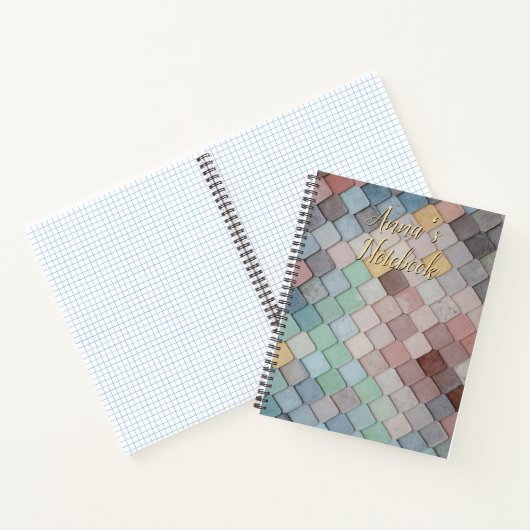 Kleurrijke Tegels Thema met gepersonaliseerde naam Notitieboek (Binnen)