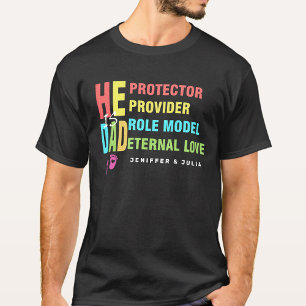 Kleurrijke tekst Hij is PA, Vaderdag Gift T-shirt