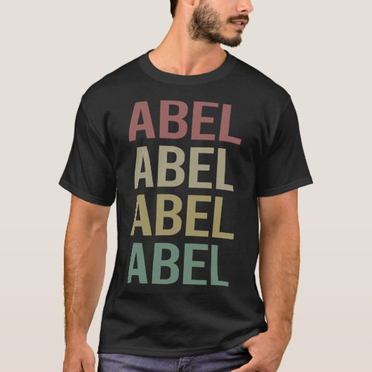 Kleurrijke tekst kunst - Abel naam T-shirt (Voorkant)