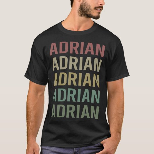 Kleurrijke tekst kunst - Adrian naam T-shirt (Voorkant)