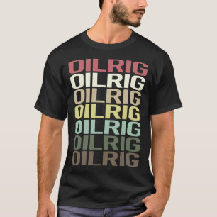 Kleurrijke tekst olie tuig ruwe hals offshore t-shirt