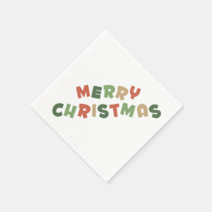 Kleurrijke tekst vrolijke kerstletters Rechthoekig Servet