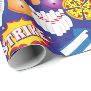 Kleurrijke Ten Pin Bowling Verjaardag Party Patroo Cadeaupapier