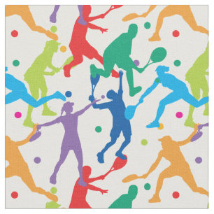 Kleurrijke tennis silhouettes wit, maat stof
