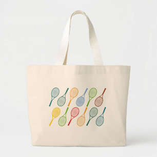 Kleurrijke tennisrackets patroon grote tote bag