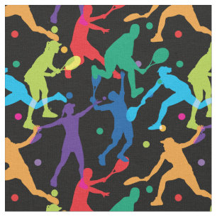 Kleurrijke tennissilhouettes - aanpasbaar! stof