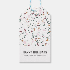 Kleurrijke Terrazzo Patroon Vakantie Cadeaulabel
