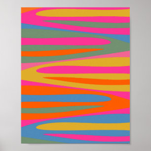 Kleurrijke Terzo Stripes Helder Abstract Patroon Poster