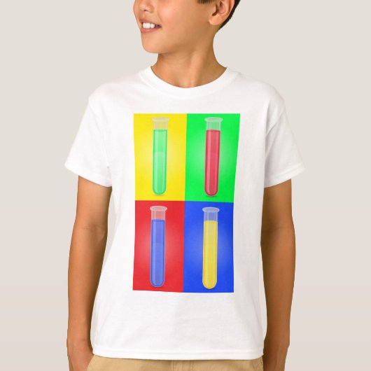 Kleurrijke testbuizen t-shirt (Voorkant)