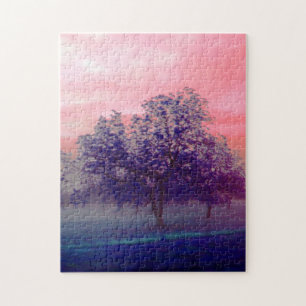 Kleurrijke Texas Tree Landscape/Pink Sky Legpuzzel