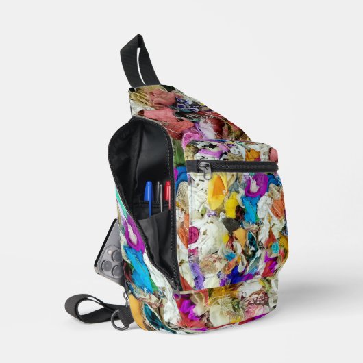 Kleurrijke Textiel Abstract Sling Bag (Open)