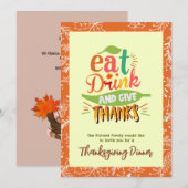 Kleurrijke Thanksgiving Fest Dinner Invitation Kaart (Voorkant / Achterkant)