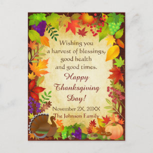 Kleurrijke Thanksgiving Harvest Briefkaart