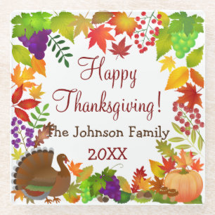 Kleurrijke Thanksgiving Harvest Glazen Onderzetter
