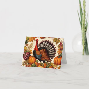Kleurrijke Thanksgiving Oogst en Turkije Kaart