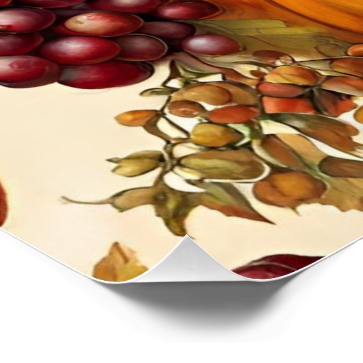 Kleurrijke Thanksgiving Oogst en Turkije Perfect Poster (Hoek)