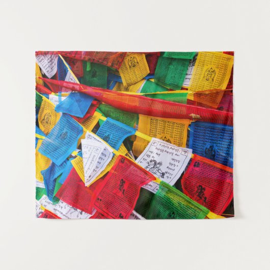 Kleurrijke Tibetaanse gebeddenvlaggen - Tibet Wandkleed (Voorkant (horizontaal))