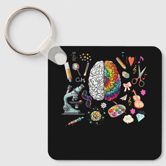 Kleurrijke Tie Dye Brain Science Art Neuroscience  Sleutelhanger (Voorkant)