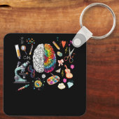 Kleurrijke Tie Dye Brain Science Art Neuroscience  Sleutelhanger (Achterkant)