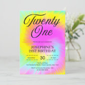 Kleurrijke Tie Dye Pastel Boho 21ste verjaardag Kaart (Staand voorkant)