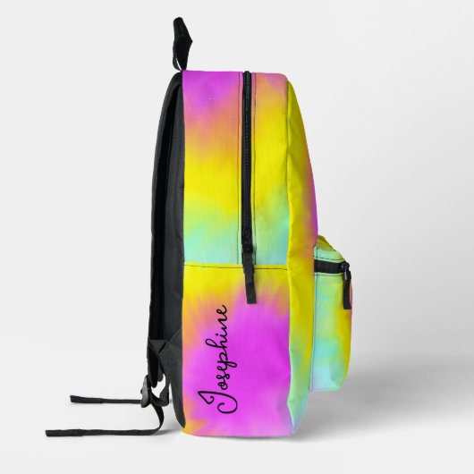 Kleurrijke Tie Dye Pastel Boho Naam Bedrukte Rugzak (Links)