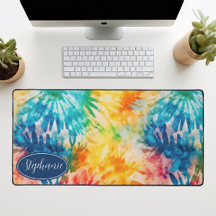 Kleurrijke Tie Dye Waterverf Abstract Bureaumat