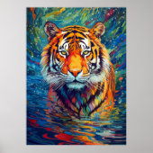 Kleurrijke Tiger Abstract schilderij Poster (Voorkant)
