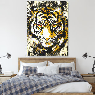 Kleurrijke Tiger Canvas Print   Grote Tiger Art Pr