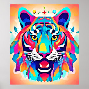 Kleurrijke Tiger Face Art Poster
