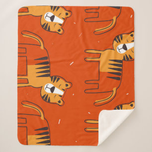 Kleurrijke Tigers Hand getrokken Decor Sherpa Deken