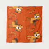 Kleurrijke Tigers Hand getrokken Decor Wandkleed (Voorkant (horizontaal))